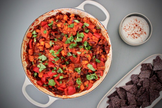 chili sin carne vegetarisk vegansk søtpotet